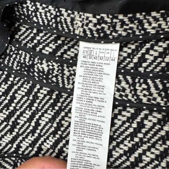Max Mara Weekend Tweed Virgin Wool Jacket Black & White Size US 10 - Picture 4 of 11
